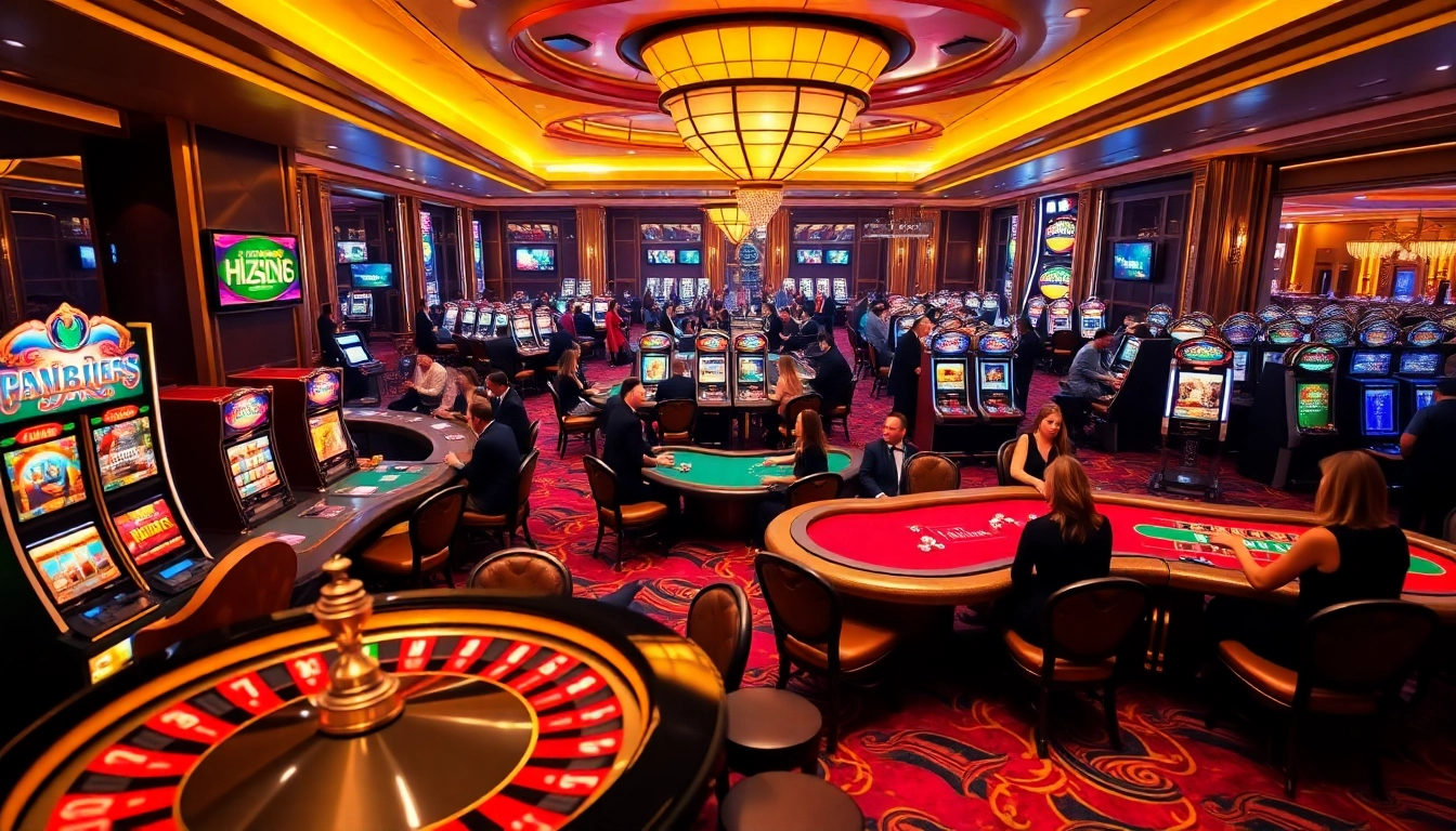 Experience thrilling gameplay at https://hz88.kim/ with luxurious casino tables and poker players.