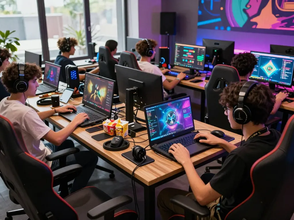 hitclub online gaming platform scene with diverse players engaging in exciting gameplay and colorful graphics.