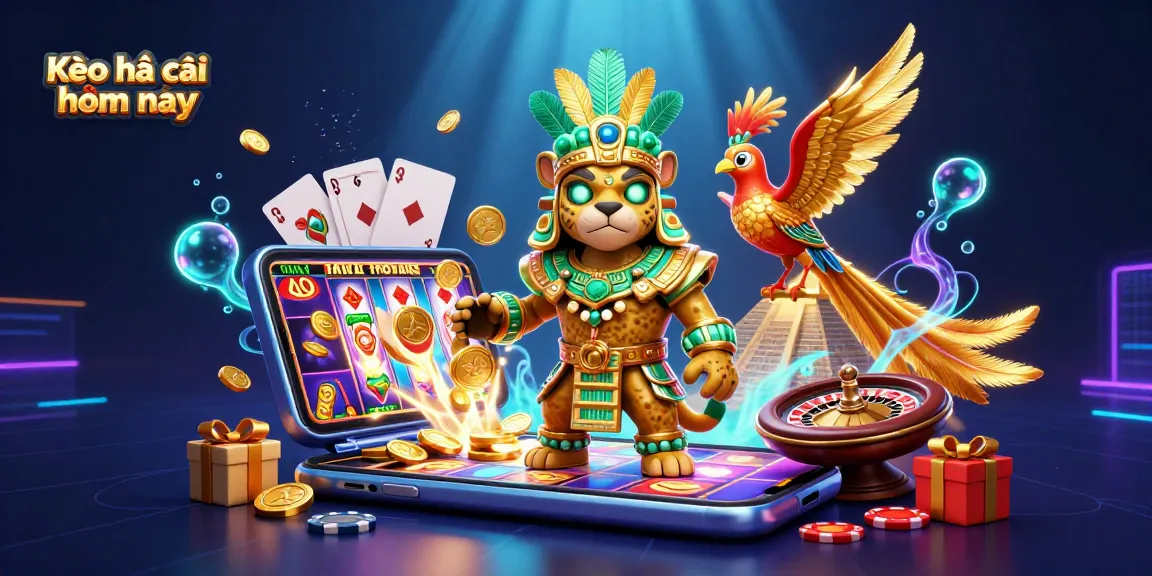 Engage with Kèo nhà cái hôm nay illustrated in a vibrant casino scene featuring dynamic game actions and glowing visuals.