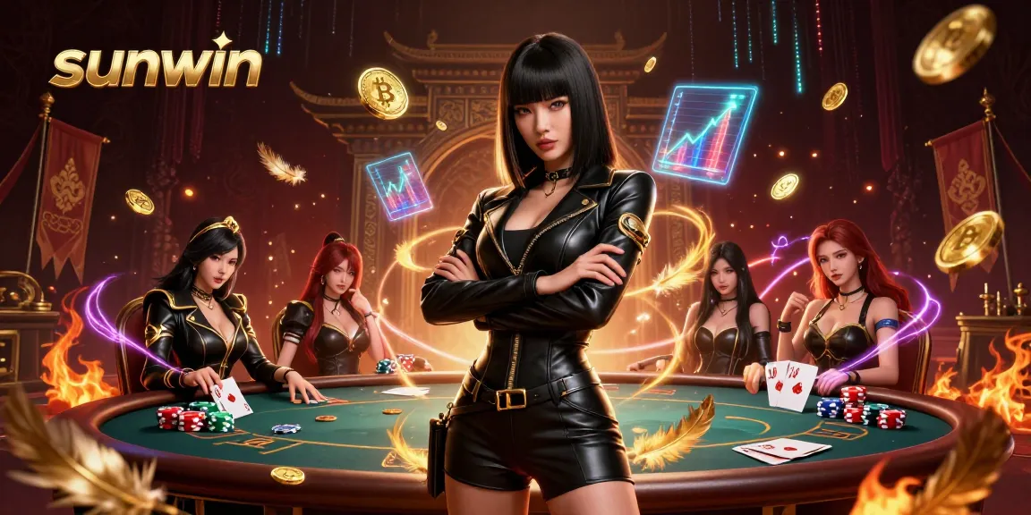 Join the thrilling experience at sunwin as gamers enjoy an intense atmosphere with poker elements and neon effects.