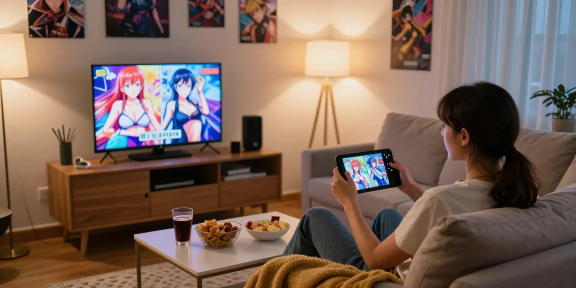 Enjoying free ecchi games together in a cozy living room.