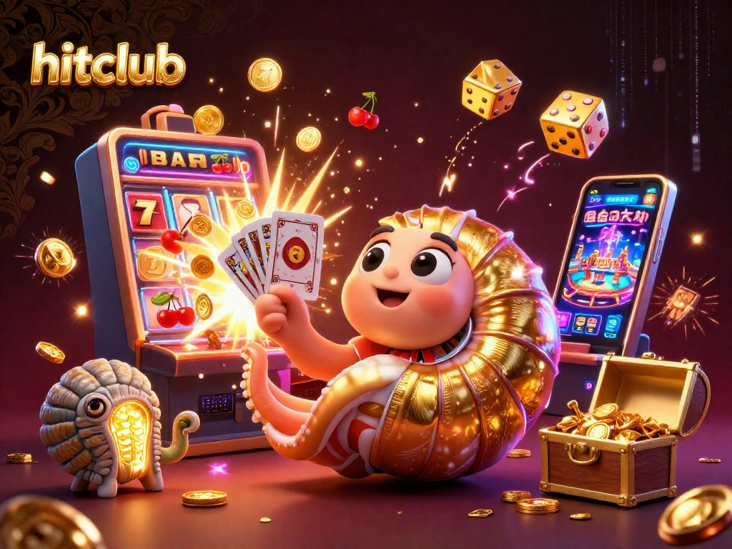 Win big at hitclub with an ultra-detailed illustration of a giant nautilus roulette wheel amid vibrant casino elements.