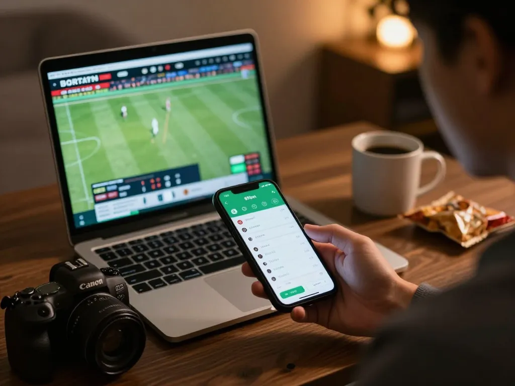 Person engaging with 89bet betting app on smartphone in cozy home setting for strategic gambling.
