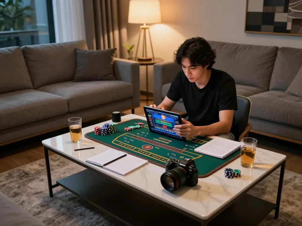 Engaged user enjoying ALO8 PRO online gaming strategy session in a cozy home atmosphere.