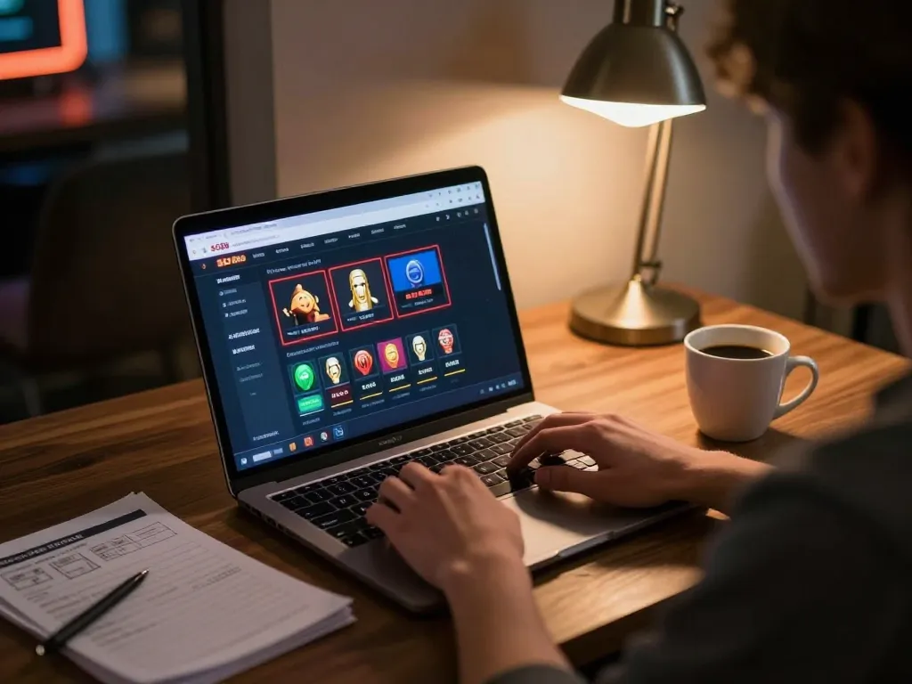 Engaging in SC88 bet gaming session on a laptop, showcasing the excitement of online gambling