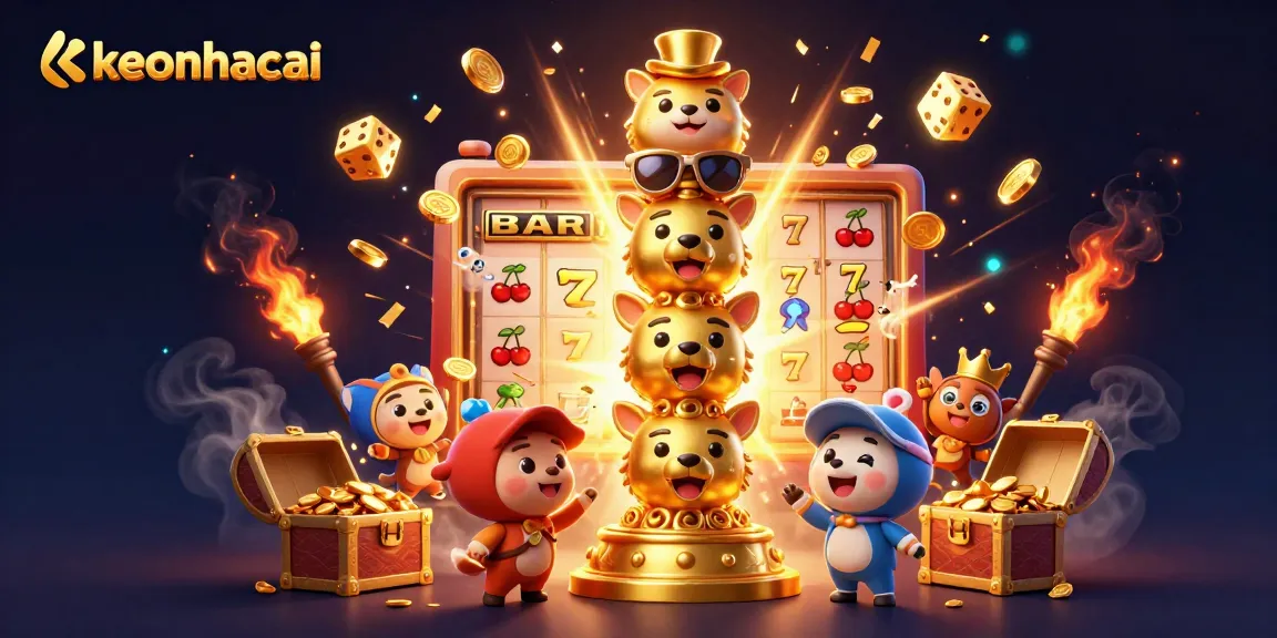 Win big with keonhacai in a vibrant, energetic casino illustration featuring dynamic gaming elements.