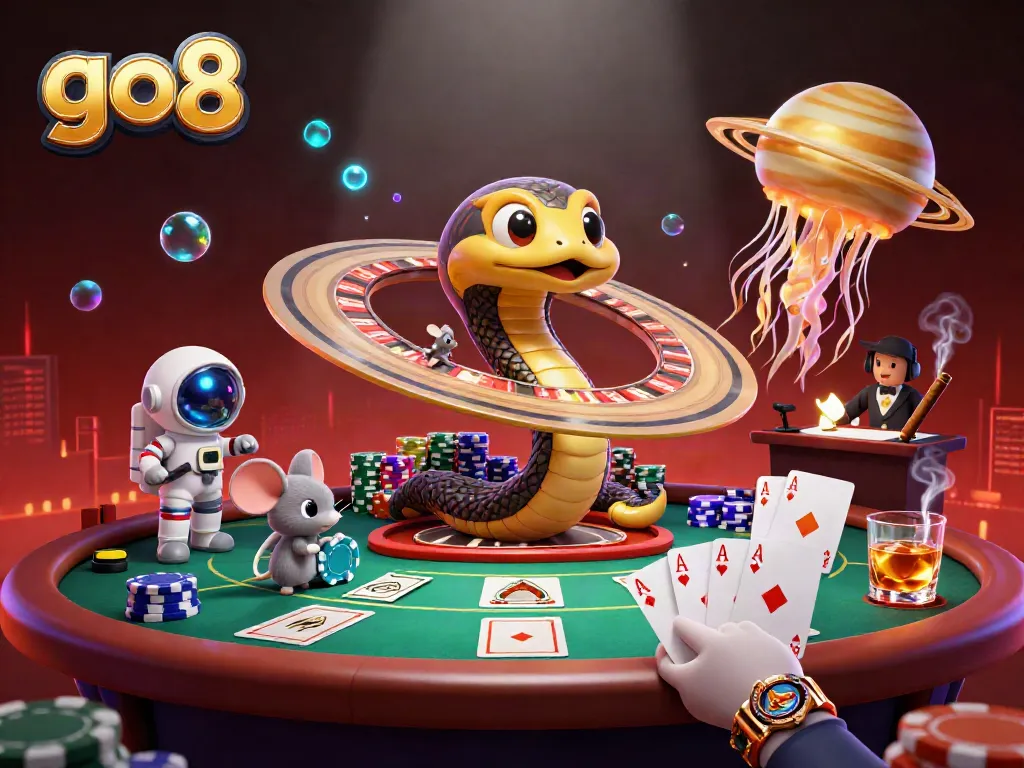 Engaging astronauts betting on cosmic roulette at go8's 3D casino scene with vibrant elements.