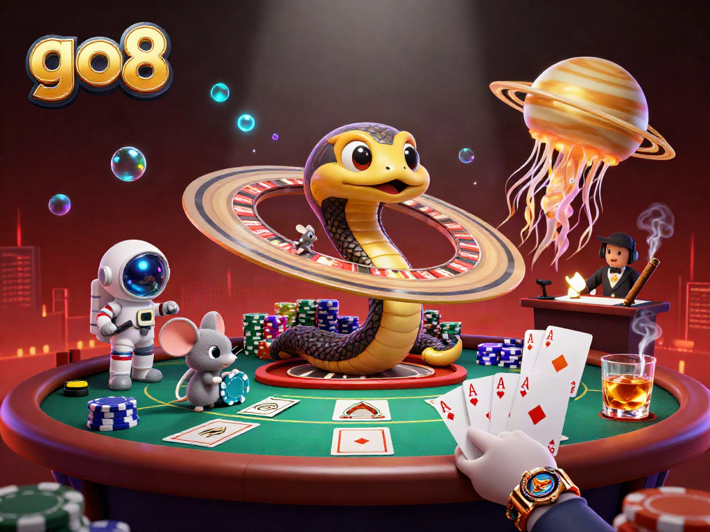 Engaging astronauts betting on cosmic roulette at go8's 3D casino scene with vibrant elements.