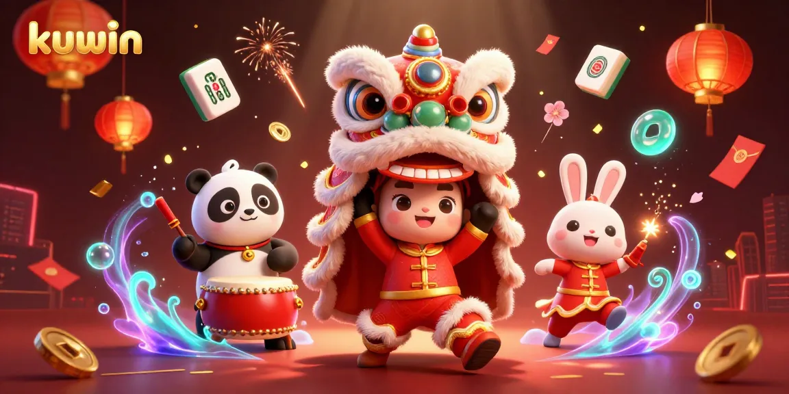 Kuwin players enjoy thrilling wins playing alongside vibrant characters in a colorful casino celebration.