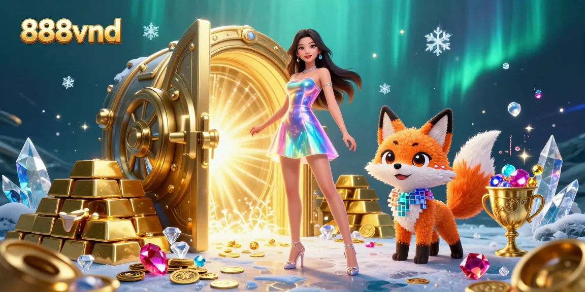 Experience the thrilling world of 888vnd with colorful rewards and dazzling game elements in a vibrant casino scene.