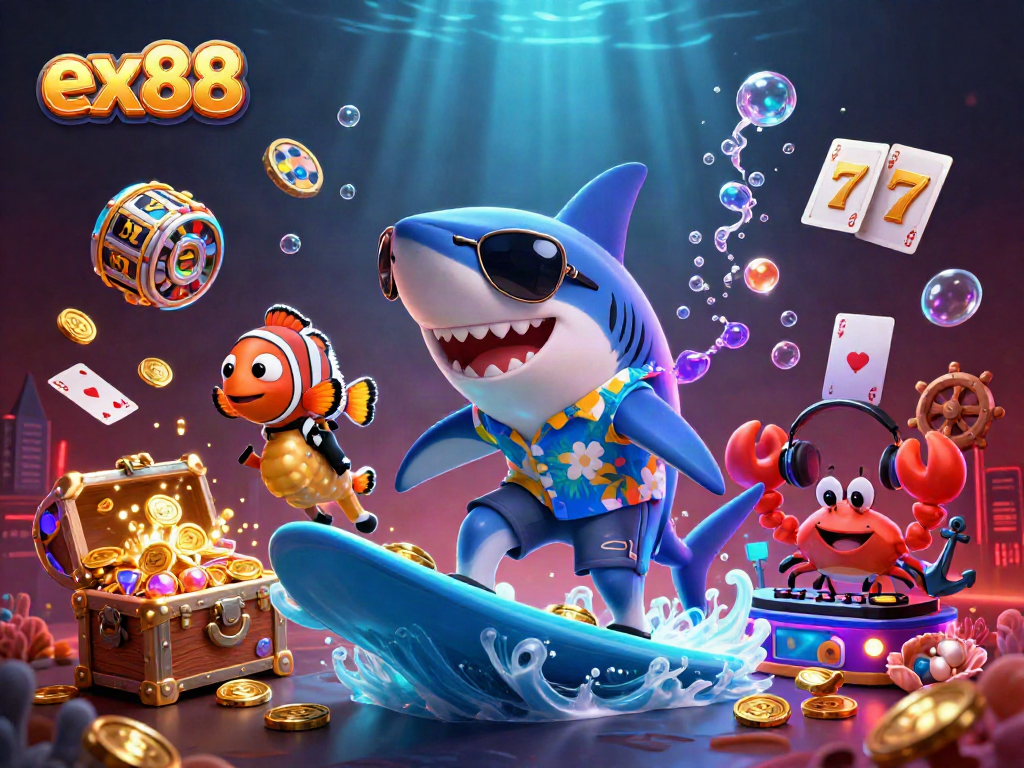 Surf the gold coin wave with ex88, experiencing the thrill of vibrant slots and jackpot excitement.