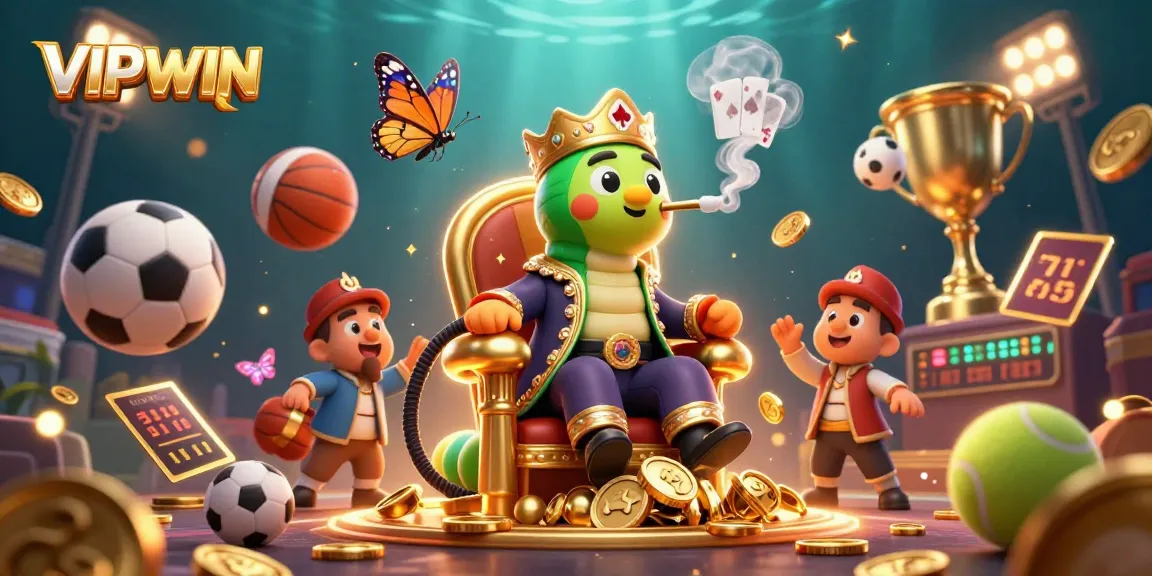 Experience VIPWIN as 3D cartoon characters engage in dynamic gaming action with energetic visuals.