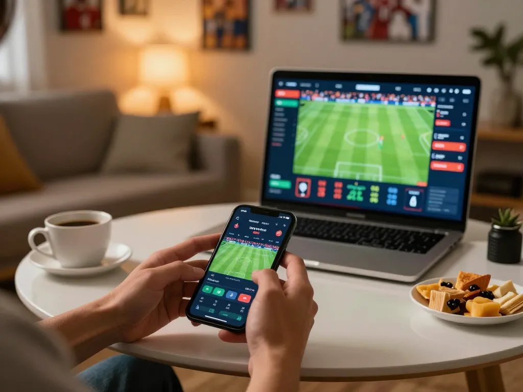 Engaged player using their smartphone to place sports bets on O8 platform, showcasing dynamic odds and excitement