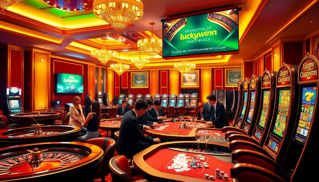 Experience thrilling gameplay at http://luckywinn.cn.com/ with vibrant casino visuals showcasing roulette and slot machines.