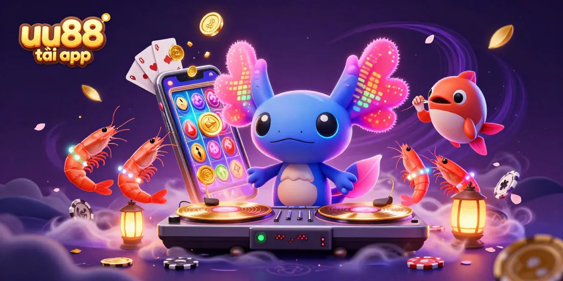 Experience the excitement of uu88 tải app with vibrant characters, slot games, and casino elements.