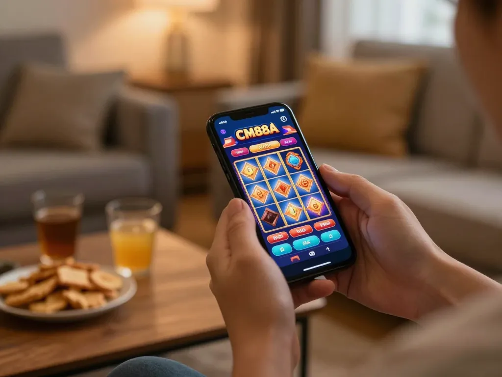 Engaging mobile gaming with cm88a app showcasing vibrant slot game on smartphone.