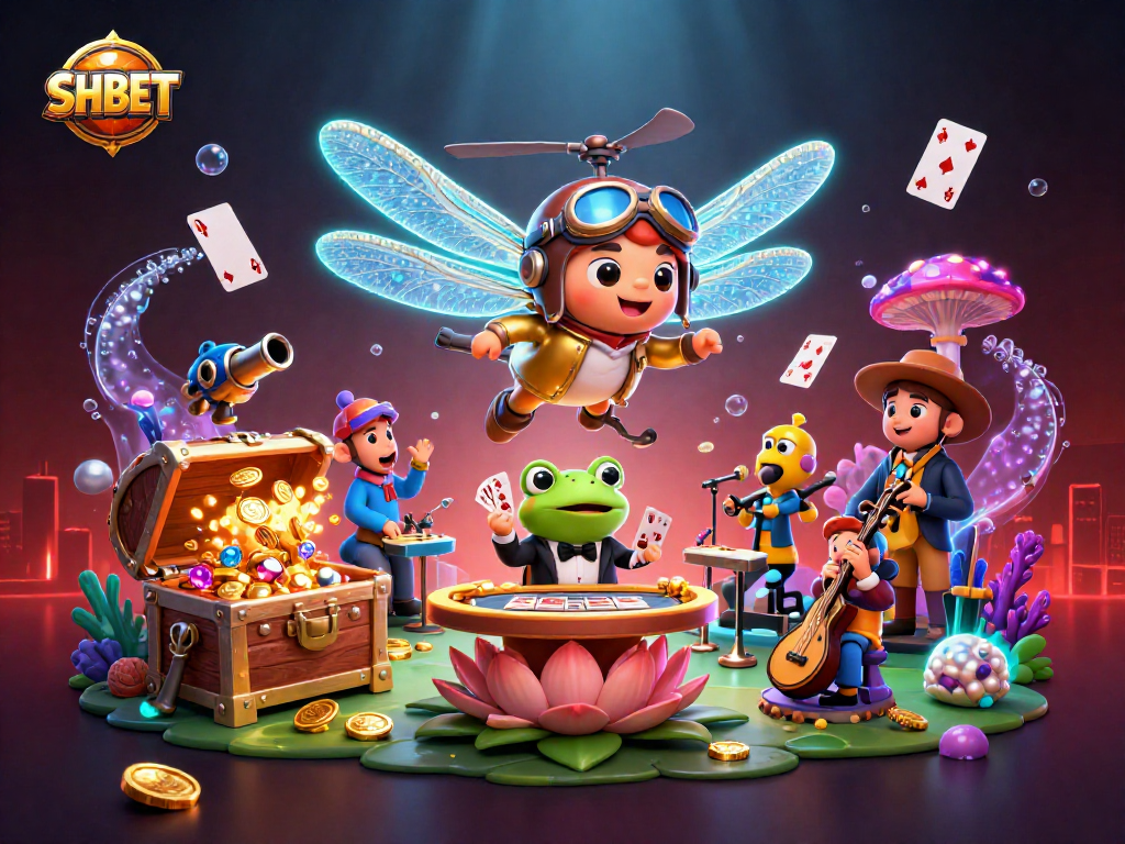 Win big with SHBET's captivating fantasy casino scene featuring vibrant characters and elements.