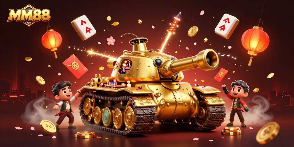 Winning at MM88 with a golden beetle tank casino packed with vibrant gaming elements.