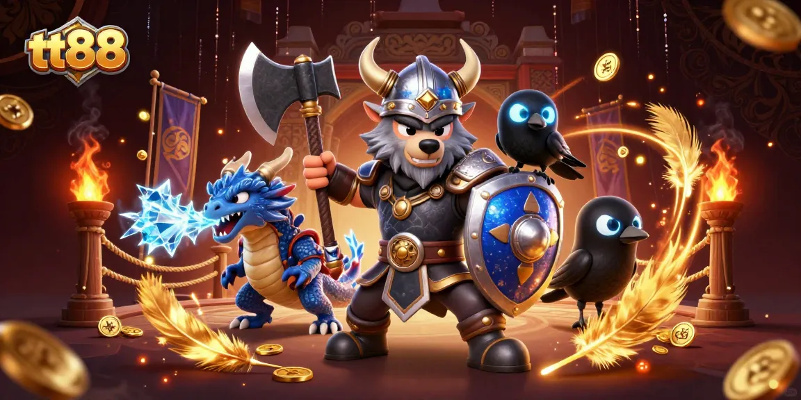 Experience tt88 as a dynamic online casino with cartoon warriors and thrilling gaming elements.