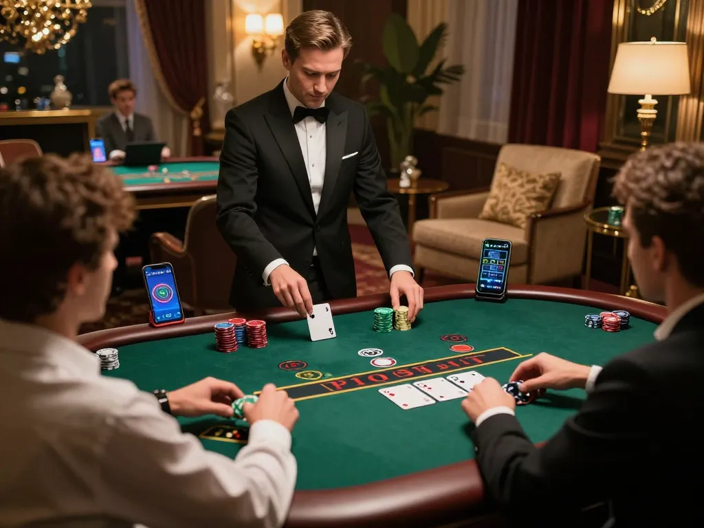 Engaged players enjoying live blackjack from home at hay88x online casino.