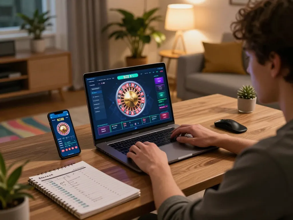 Player engaging in live dealer game at home using SC88, highlighting dynamic online gambling experience