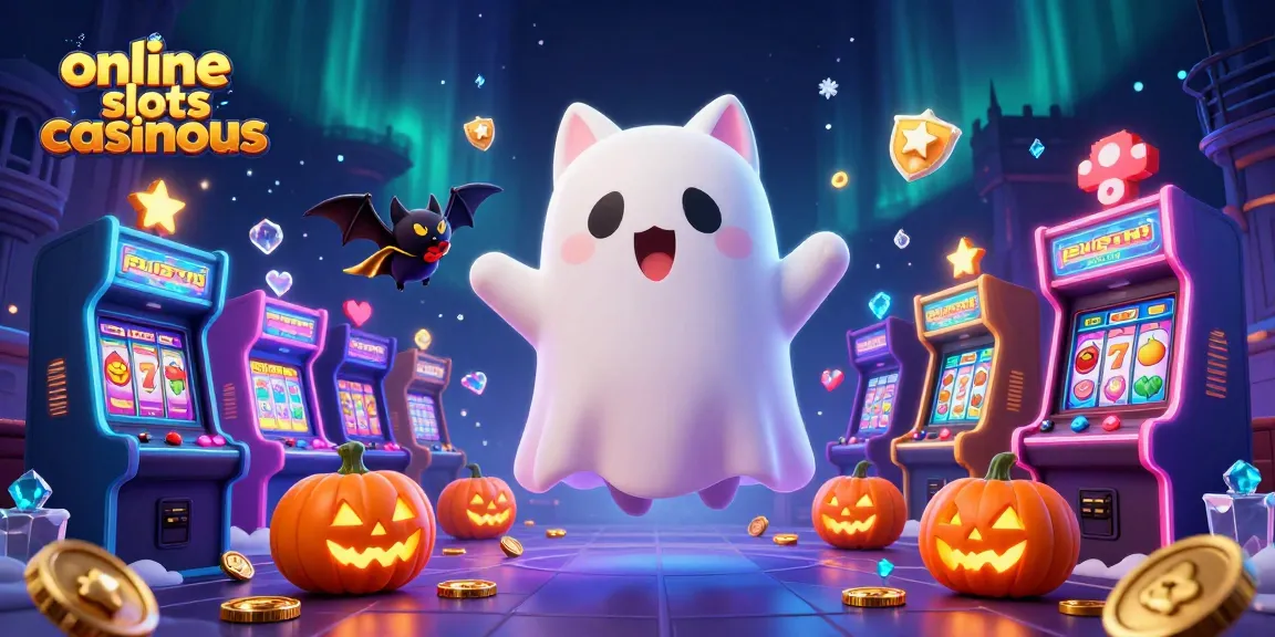 Play engaging online slots casinous with a friendly ghost cat and vibrant gaming elements.