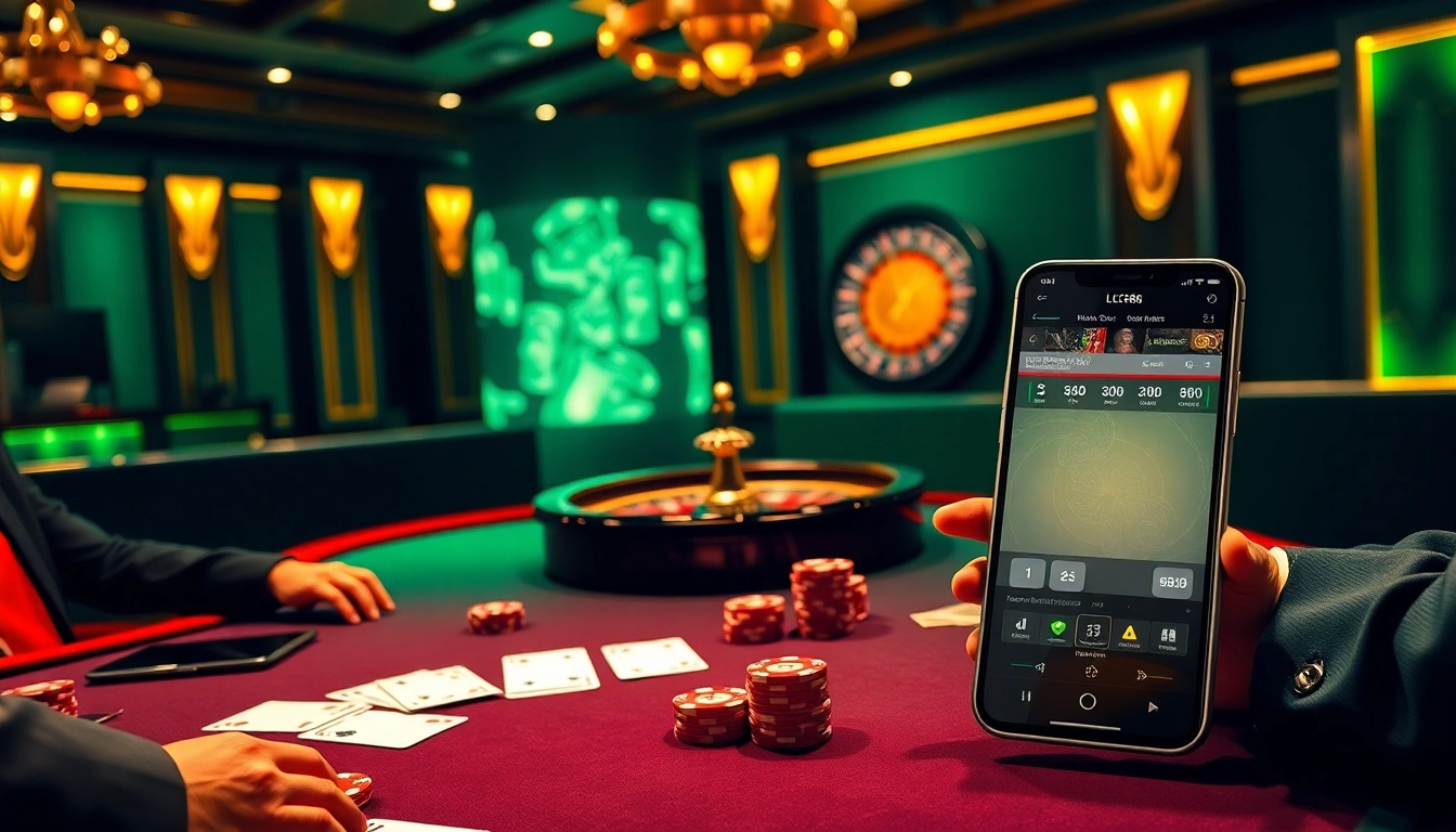 Players enjoying a thrilling poker game at LC88's luxurious casino setting.