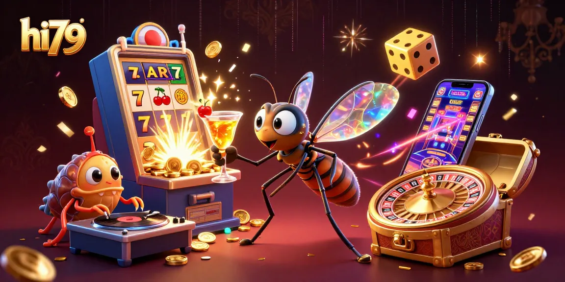 Experience excitement with hi79's casino-themed 3D illustration featuring a unique frozen-in-time mosquito mascot.