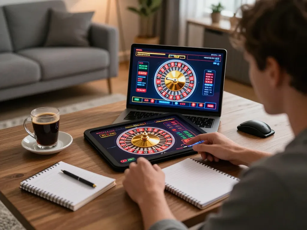 vu88 user placing bets while enjoying an engaging online roulette game at home.