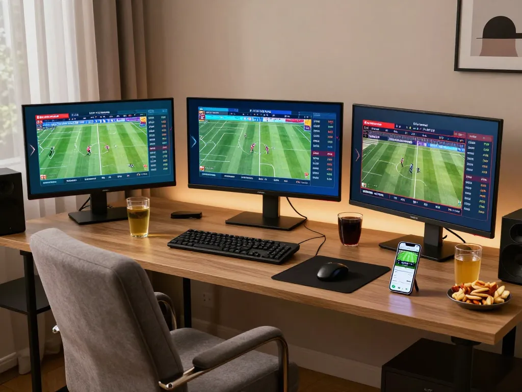 Engaging with trang chủ BL555 for live sports betting from a cozy home office, enjoying the game.