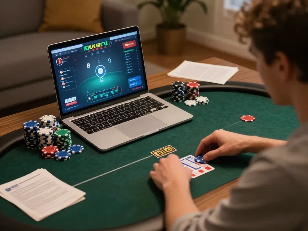 hb88 online poker game in play, with player analyzing strategies and engaging in live gameplay