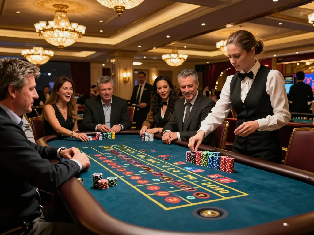 Xocdia88 roulette gameplay captures players keenly placing bets at an upscale casino.