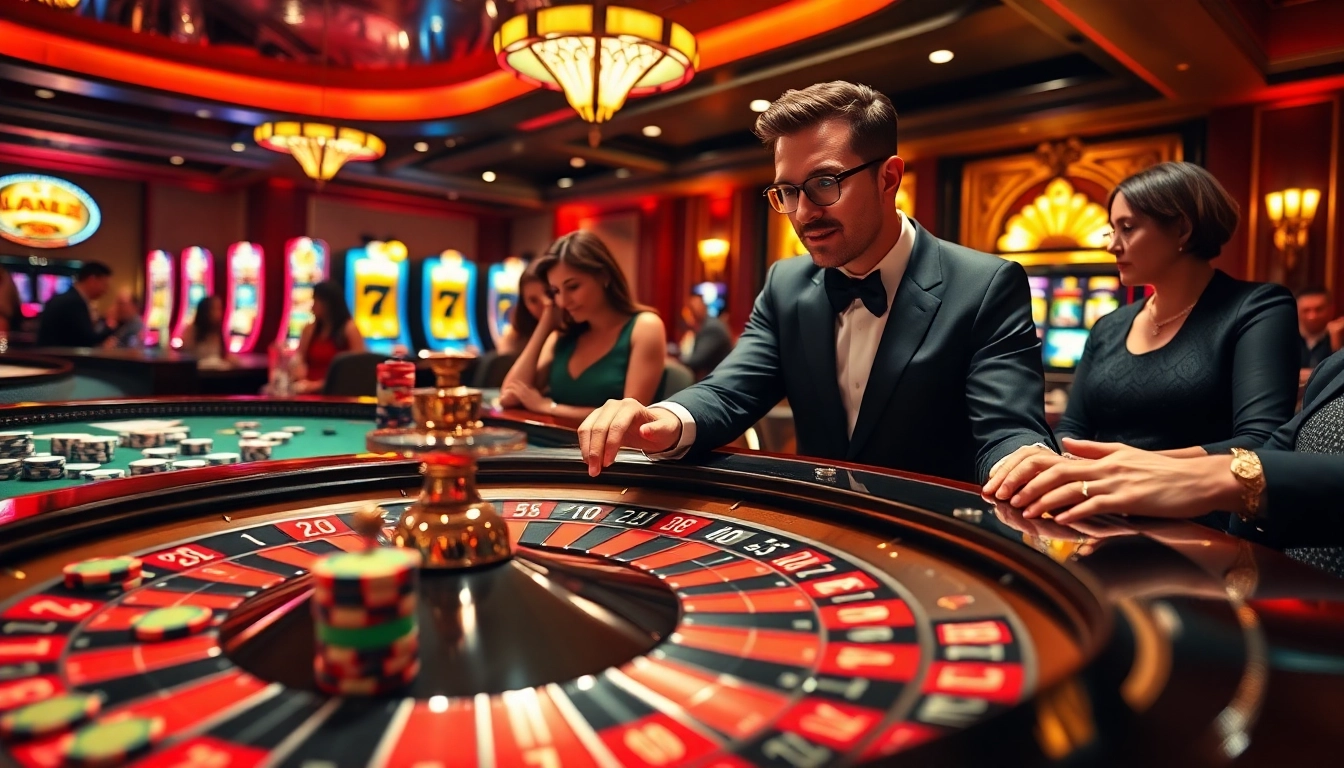 Experience the thrill of placing bets at https://tintuceva.net/ in this vibrant casino scene featuring roulette and poker action.