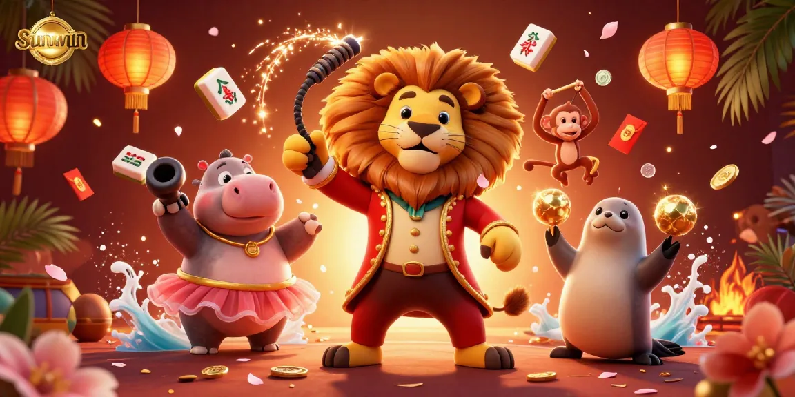 Experience thrilling gameplay at Sunwin with a colorful circus-themed casino adventure featuring dynamic characters and gambling elements.