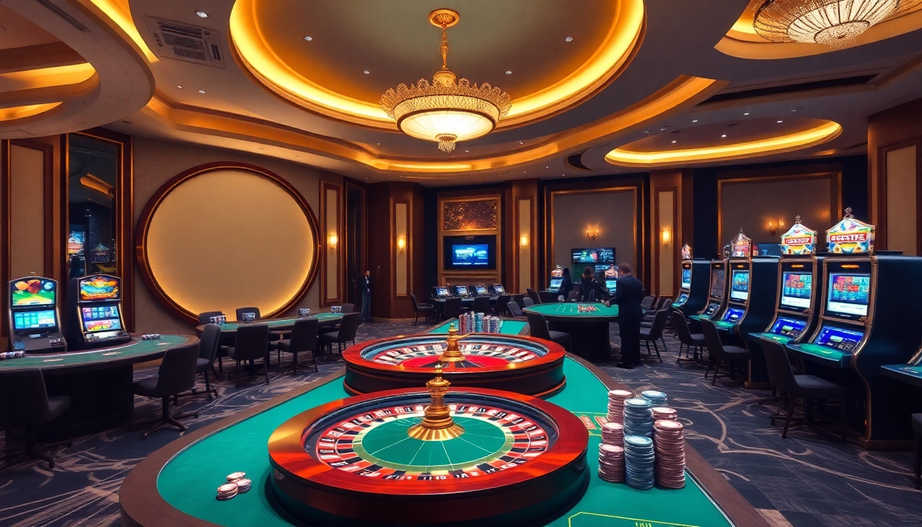 Players enjoying a thrilling dh88 casino experience with roulette and poker games.
