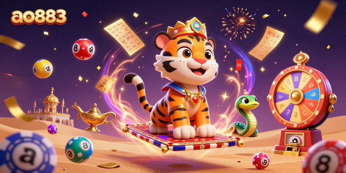 Engage in thrilling gaming experiences at ao883 with vibrant lottery balls, a magical sultan, and festive entertainment.