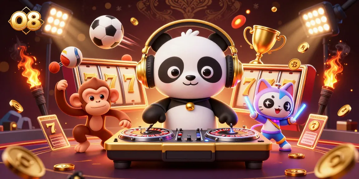 Experience thrilling wins at O8's vibrant online casino with lively characters and exciting games.