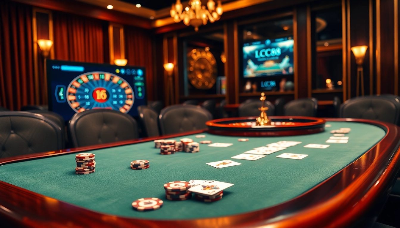 Experience high-stakes action with the thrilling LC88 game at a luxurious casino setting.