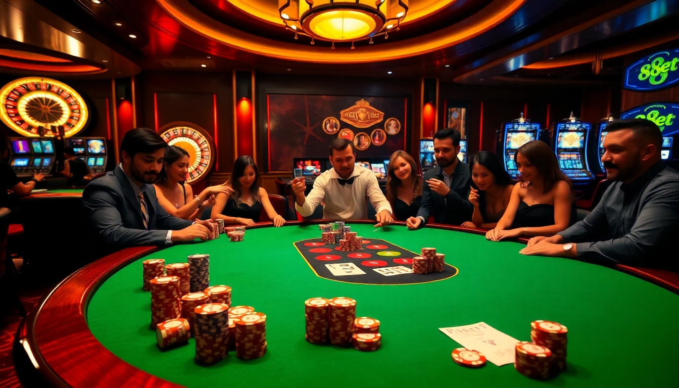Experience excitement at 88bet .com with poker chips and a vibrant casino atmosphere.