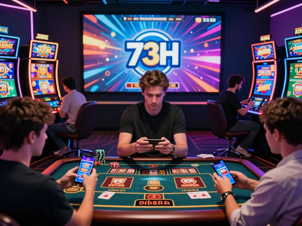 Engaging online gaming scene at https://73h.br.com/ showcasing players enjoying live casino games and vibrant slot machines.