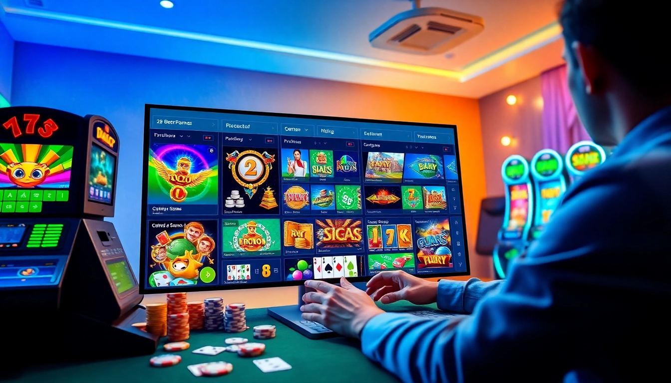 Rikvip - game interface showcasing a variety of online gaming options with vibrant colors and engaging graphics.