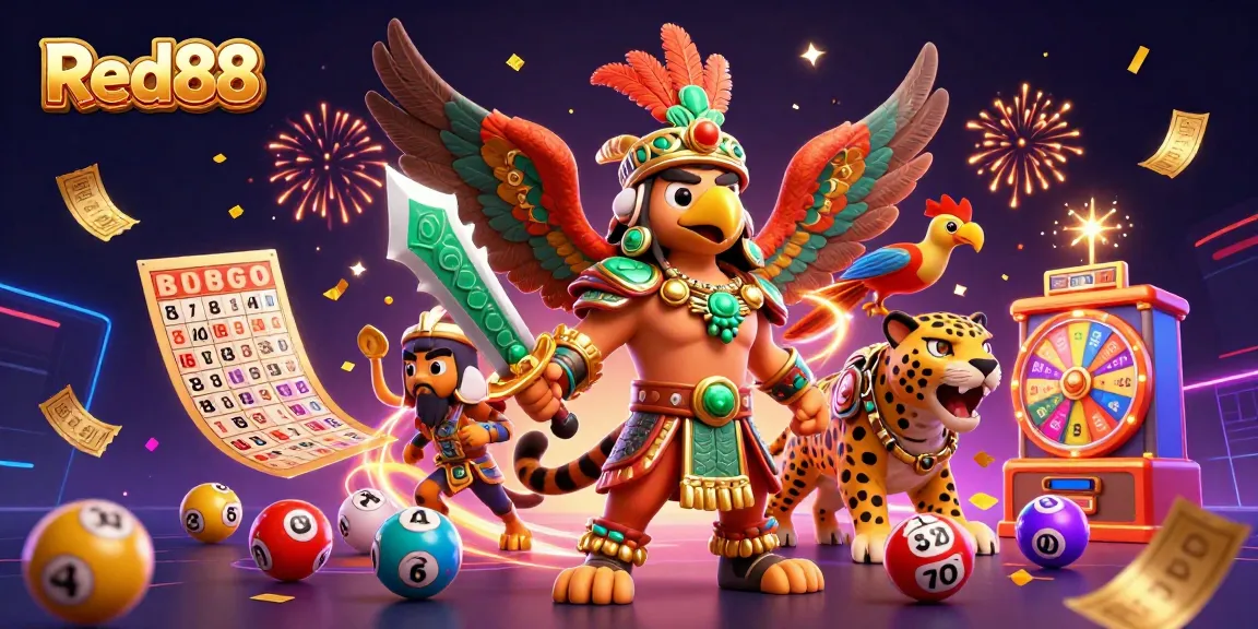 Engage with thrilling Red88 casino games featuring vibrant jackpots and an Aztec warrior scene.
