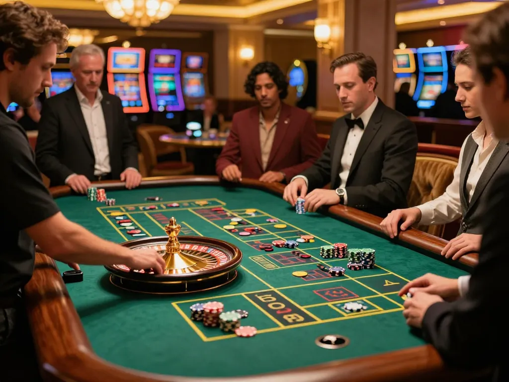 Watch players engage in roulette action at https://9bet9.in.net, capturing thrilling moments in an upscale casino.