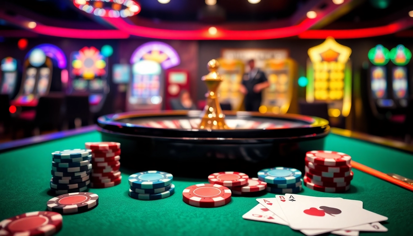 Engaging poker game scene at 88aa casino featuring chips and cards on a vibrant table.