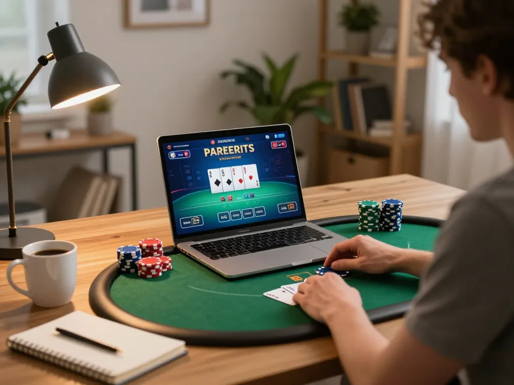 Sunwin online poker gameplay, showing player engaged with vibrant interface and strategic notes