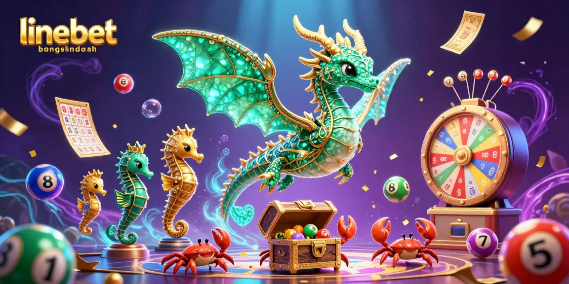 Engage in thrilling entertainment with linebetbangladesh's vibrant casino experience featuring an emerald sea dragon.
