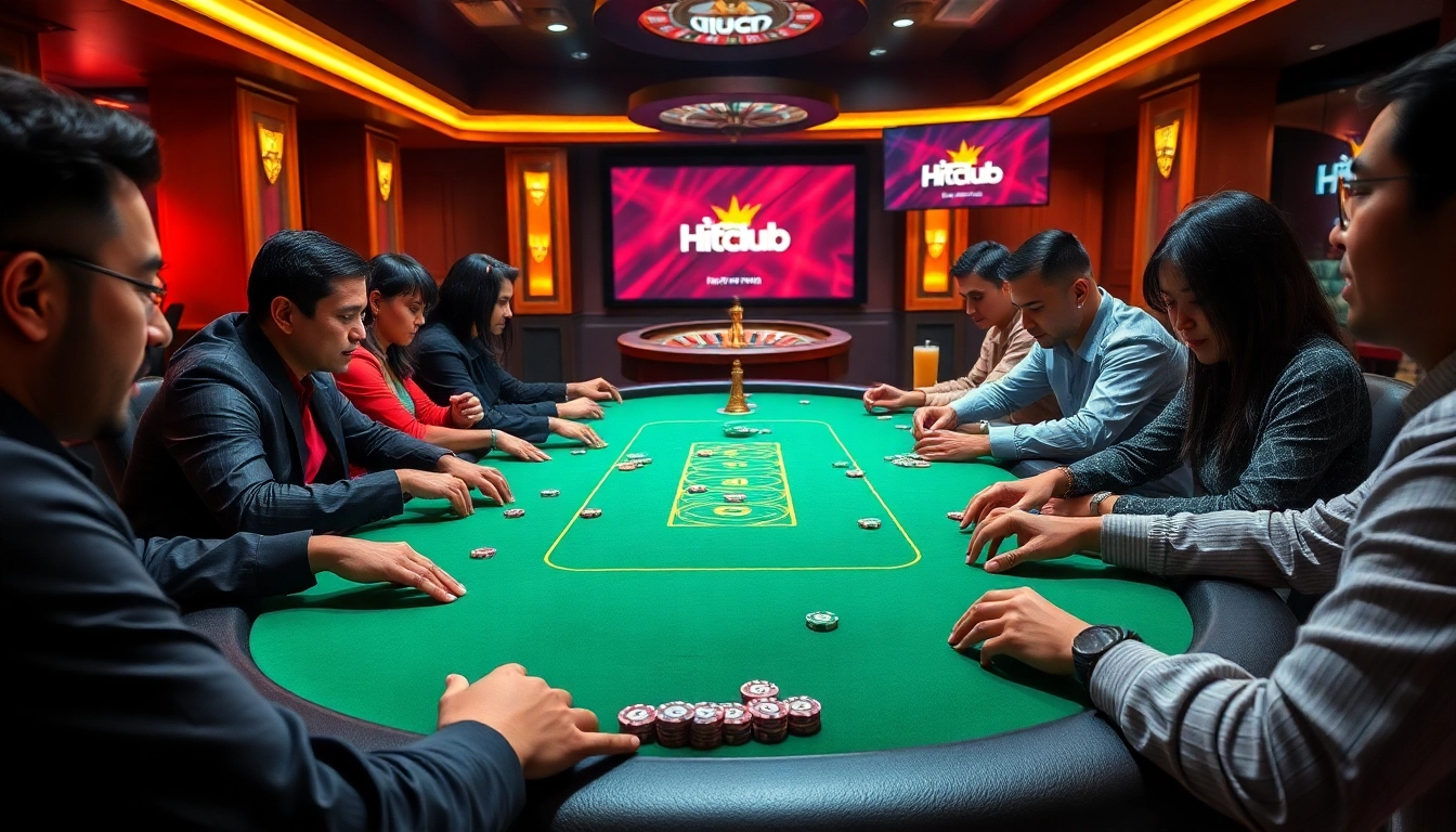 Players enjoying high-stakes poker at Hitclub, capturing the thrill of casino gaming.