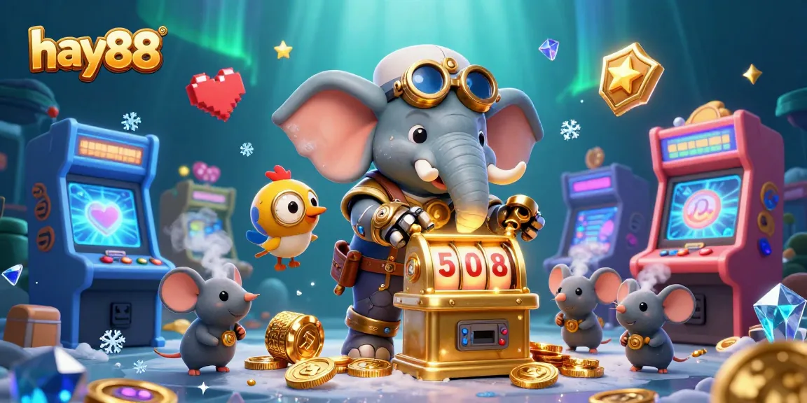 Experience the dynamic and entertaining world of hay88, featuring a steampunk elephant and slot machines!