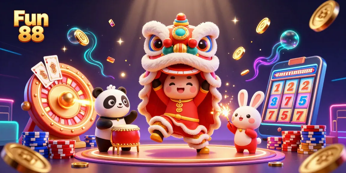 Experience the thrill at Fun 88 with vibrant casino games and energetic characters in action.