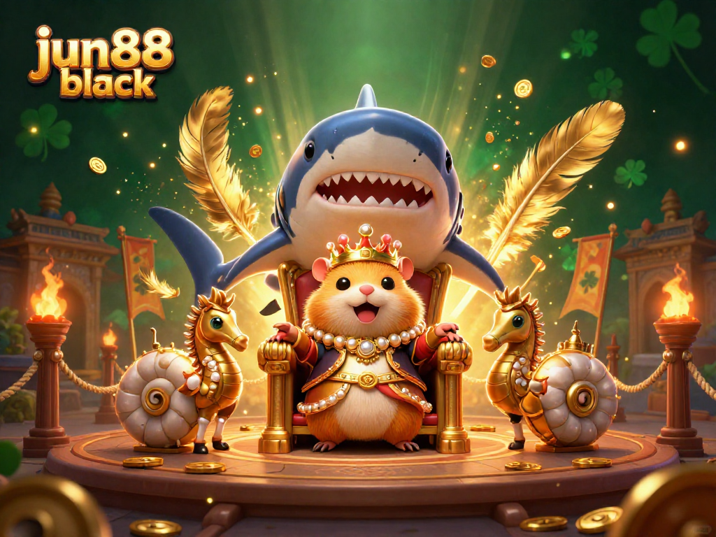 Engage in thrilling gameplay with jun88 black's vibrant casino scene featuring a fierce hamster king.